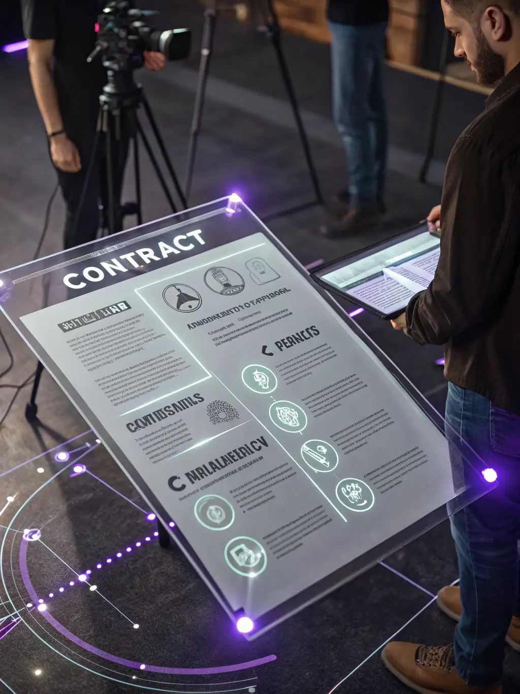 A circular diagram showing legal, technological, and business aspects converging, illustrating Legal Innova's multidisciplinary approach.